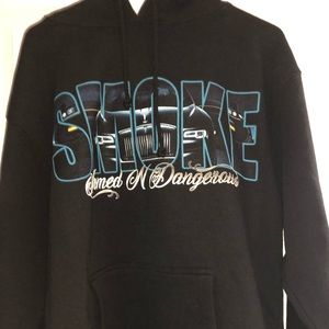 Pop smoke vlone hoodie armed and dangerous